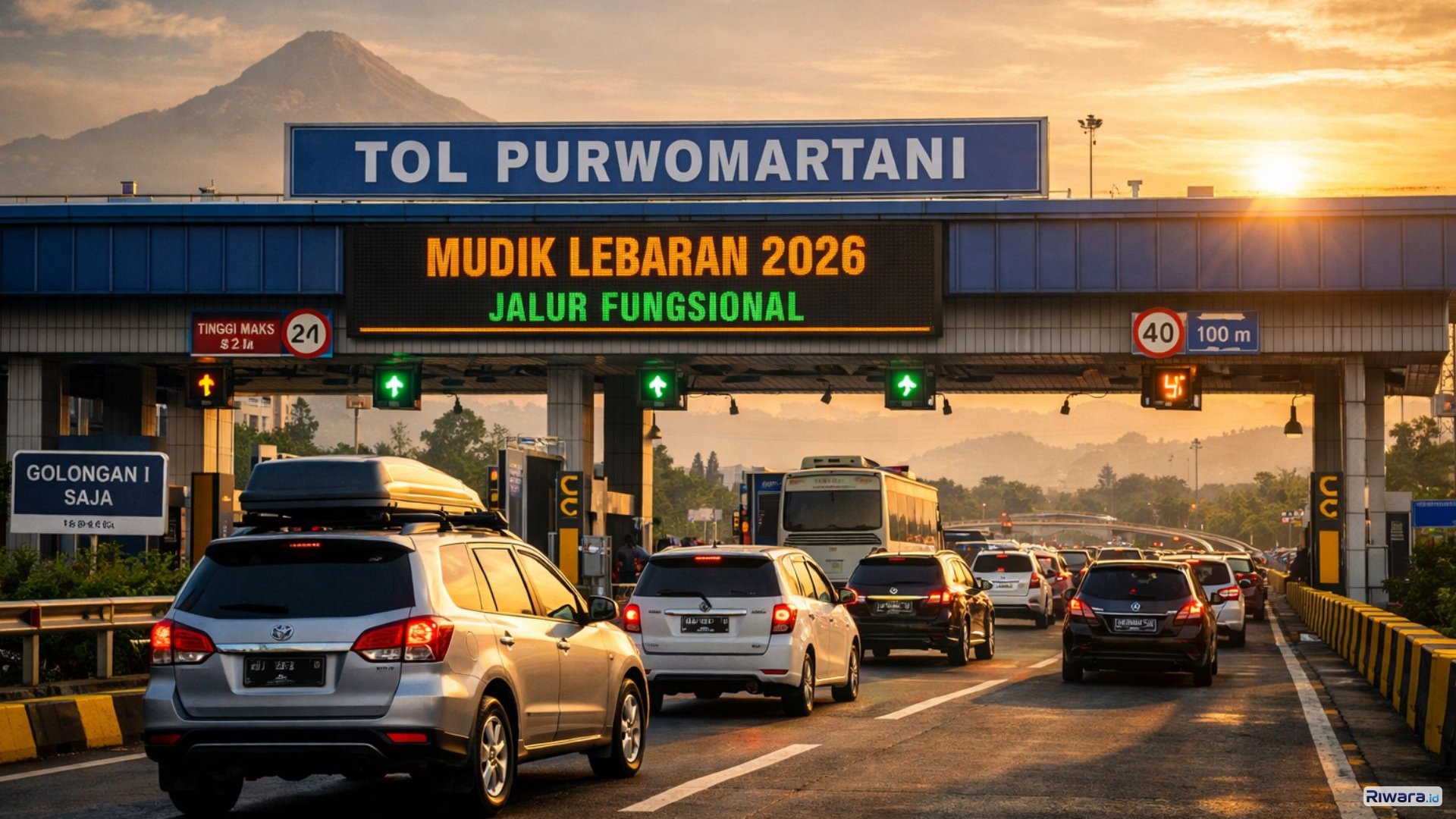 Kendaraan melintas di gerbang tol ilustrasi. Ruas Tol Purwomartani&ndash;Prambanan sepanjang 12,25 kilometer akan difungsionalkan untuk mendukung arus mudik Lebaran 2026 dari Yogyakarta menuju Klaten dan Solo.